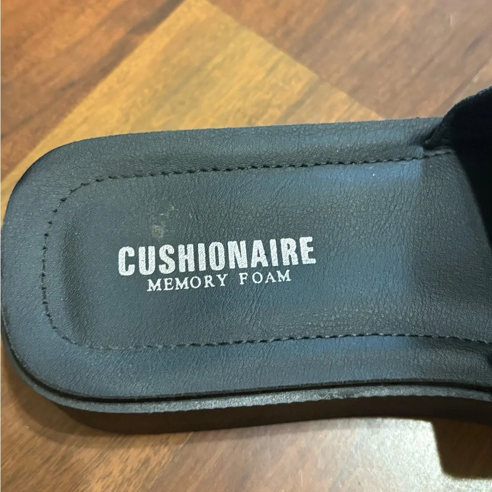Cushionaire Women’s Pim Knit Platform Black Slide Sandals w/ Memory Foam Sz 9.5
